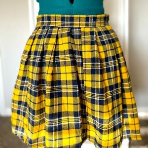 Yellow and blue plaid skirt
